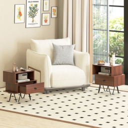 Costway Mid Century Walnut End Table Set of 2 - Size: 44 x 29 x 47cm - Brown - Wilko - thumbnail 4