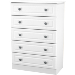 Crowndale Pembroke 5 Drawer Matt White Chest of Drawers Ready Assembled - White Matt - Wilko - thumbnail 4