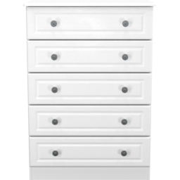 Crowndale Pembroke 5 Drawer Matt White Chest of Drawers Ready Assembled - White Matt - Wilko - thumbnail 3