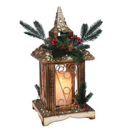 A Christmas Tale LED Wooden Candle Lantern Christmas Decoration - Size: 18 x 39 x 18cm - Wilko - thumbnail 1