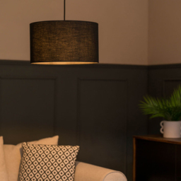 ValueLights Reni Black Fabric Medium Drum Shade - Size: 35 x 20 x 35cm - Cream - Wilko - thumbnail 3