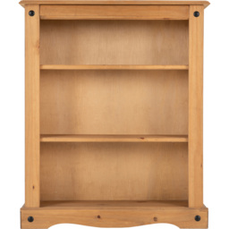 Seconique Corona 3 Shelf Distressed Waxed Pine Low Bookcase - Brown - Wilko - thumbnail 4