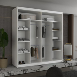 Sliding Wardrobes 4U Diamond 2 Door White Wide Mirrored Wardrobe 203cm - Wilko - thumbnail 4