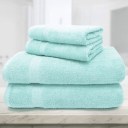 Mayfair Egyptian Cotton Seafoam Bath Towel Set of 2 - Blue - Wilko - thumbnail 4