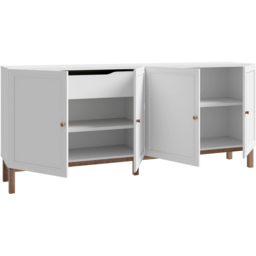 Florence Wensley 4 Door Single Drawer Light Grey and Oak Sideboard - Size: 85.4 x 199.3 x 41.7cm - Multi - Furniture To Go - Wilko - thumbnail 5