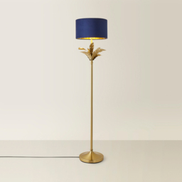 ValueLights Christina Navy Velvet and Gold Palm Leaf Floor Lamp with Bulb - Size: 157.5 x 35 x 35cm - Wilko - thumbnail 6
