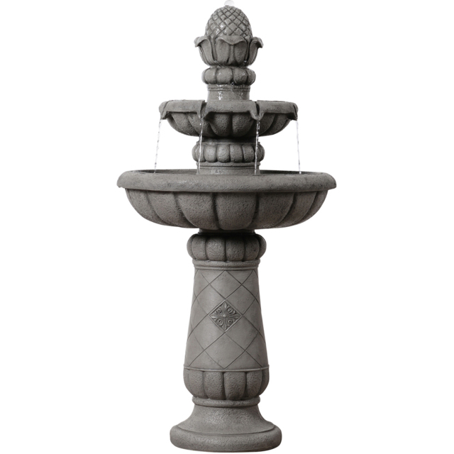 Teamson Home 2-Tier Light Grey Birdbath Water Fountain 99cm - Size: 99 x 53 x 53cm - Wilko - image 1