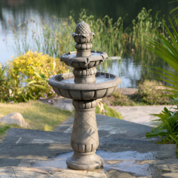 Teamson Home 2-Tier Light Grey Birdbath Water Fountain 99cm - Size: 99 x 53 x 53cm - Wilko - thumbnail 3