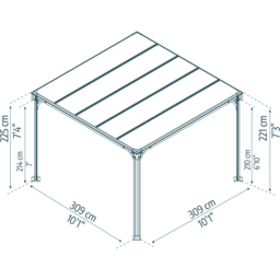 Palram Canopia Milano 2.25 x 3.09m Grey Garden Gazebo - Size: 2.25 x 3m - Wilko - thumbnail 6