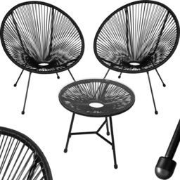 tectake Retro Acapulco 2 Seater Black Table and Santana Chairs Set - Size: 78 x 149 x 190cm - Wilko - thumbnail 3