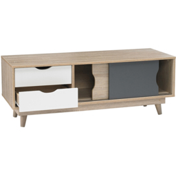 Scandi 2 Door 2 Drawer Oak Grey and White TV Unit - Size: 480 x 1200 x 450cm - LPD Home - Wilko - thumbnail 4