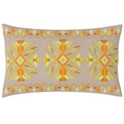 furn. Kalina Yellow Embroidered Cushion - Size: 60 x 35 cm - Wilko - thumbnail 1