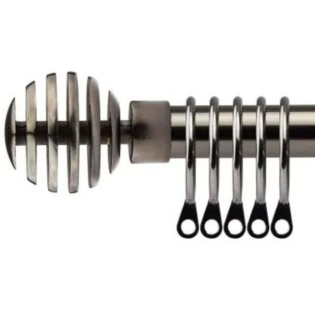 New Edge Blinds 160-300cm Extendable Black Geneva Metal Curtain Pole - Size: 160 - 300cm - Wilko - image 1
