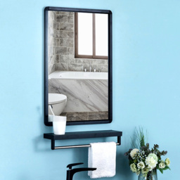 Living and Home Square Wall Mounted Make-up Mirror 70 x 50cm - Black - Wilko - thumbnail 7
