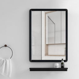 Living and Home Square Wall Mounted Make-up Mirror 70 x 50cm - Black - Wilko - thumbnail 5