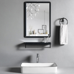 Living and Home Square Wall Mounted Make-up Mirror 70 x 50cm - Black - Wilko - thumbnail 3