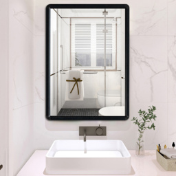 Living and Home Square Wall Mounted Make-up Mirror 70 x 50cm - Black - Wilko - thumbnail 6