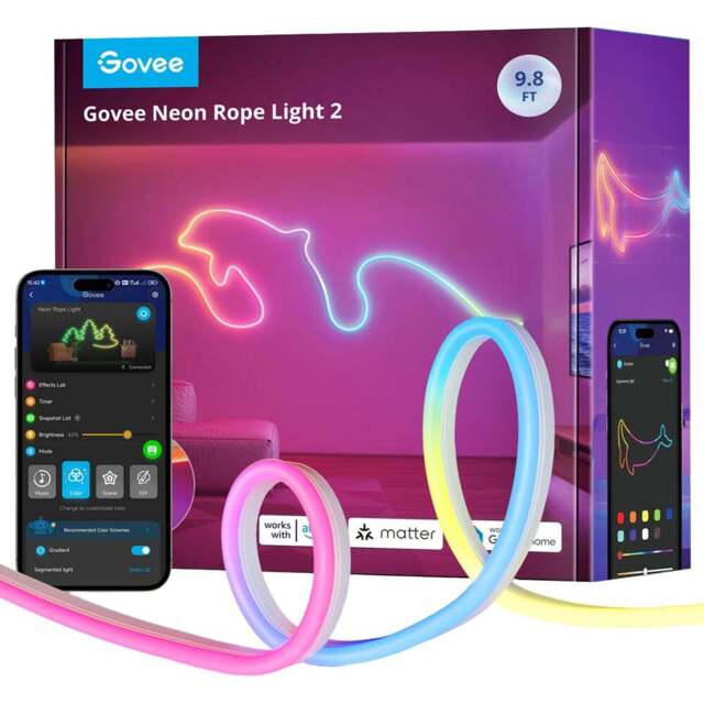 Govee RGBIC LED Smart Neon Rope Light 3m - Size: 22 x 23 x 9.5cm - Multi - Wilko - image 1