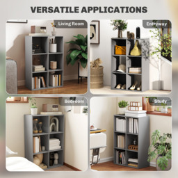 HOMCOM 6 Cube Light Grey Bookshelf - Size: 91.5 cm x 29.5 cm x 61.5 cmcm - Wilko - thumbnail 7