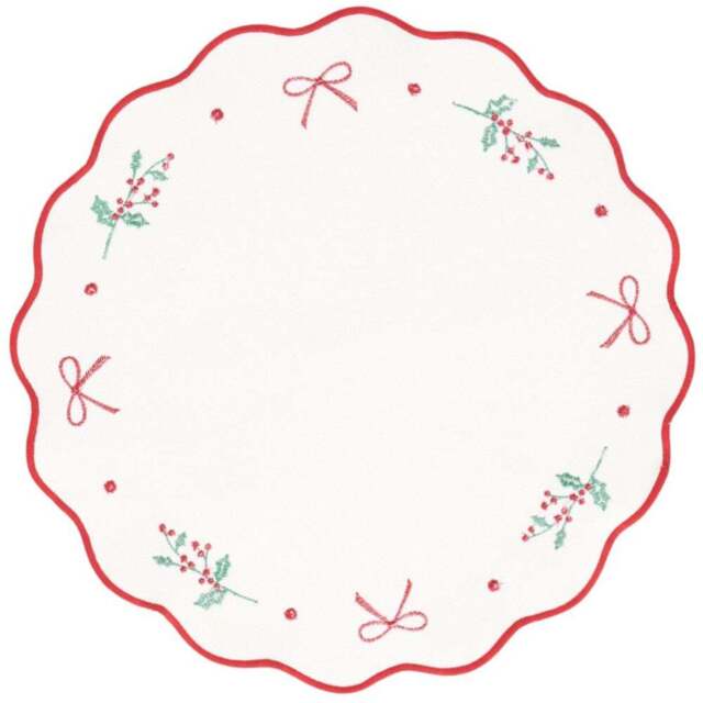Pack of 2 Scalloped Edge Embroidered Placemats White - Prostar - Wilko - image 1