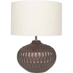 Pacific Lifestyle Cassius Natural Fabric Shade Bronze Textured Glazed Ceramic Table Lamp - Size: 48 x 36 x 36cm - Gold - Wilko - thumbnail 1