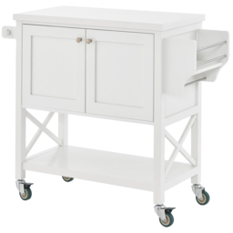 Costway 2 Door Single Shelf White Kitchen Island Trolley - Size: 92 x 50 x 25cm - Wilko - thumbnail 1