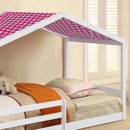 Brooklyn Single White Wooden House Style Bed with Red Tent - Wilko - thumbnail 3