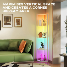 HOMCOM 5 Shelf Oak Dimmable RGB LED Floor Lamp - Size: 48 x 13 x 37cm - Yellow - Wilko - thumbnail 7