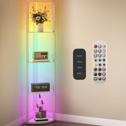 HOMCOM 5 Shelf Oak Dimmable RGB LED Floor Lamp - Size: 48 x 13 x 37cm - Yellow - Wilko - thumbnail 3