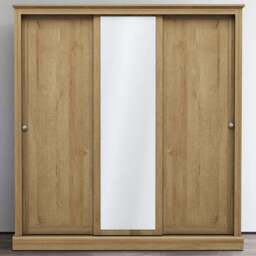 Devon 3 Door Oak Effect Sliding Wardrobe - Brown - LPD Home - Wilko