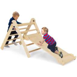 Costway 3 in 1 Natural Kids Foldable Climbing Toy - Size: 109.2 x 50.8 x 10.16cm - Cream - Wilko