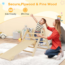 Costway 3 in 1 Natural Kids Foldable Climbing Toy - Size: 109.2 x 50.8 x 10.16cm - Cream - Wilko - thumbnail 6