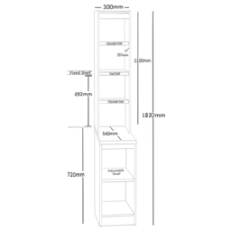 R White Cabinets 6 Shelf Brown Desk Height Bookcase with Hutch - Size: 182.8 x 30 x 54cm - Wilko - thumbnail 6