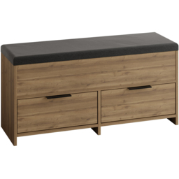 Decortie Cove 2 Door 2 Shelf Dark Oak Effect Modern Shoe Storage Bench - Size: 50 x 106 x 34cm - Brown - Wilko - thumbnail 3
