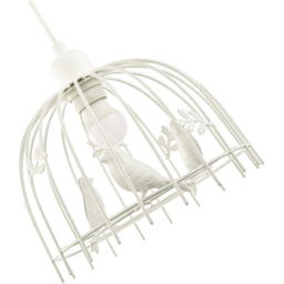 Happy Homewares White Gloss Metal Birdcage Birds and Leaves Shabby Chic Pendant Shade - Size: 16 x 25 x 25cm - Wilko - thumbnail 6