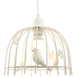 Happy Homewares White Gloss Metal Birdcage Birds and Leaves Shabby Chic Pendant Shade - Size: 16 x 25 x 25cm - Wilko - thumbnail 5