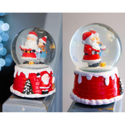 Single Shatchi Christmas Santa Tree Scene Resin Base Musical Snowglobe in Assorted Style - Size: 150 x 150 x 100cm - Multi - Wilko - thumbnail 5