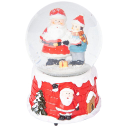 Single Shatchi Christmas Santa Tree Scene Resin Base Musical Snowglobe in Assorted Style - Size: 150 x 150 x 100cm - Multi - Wilko