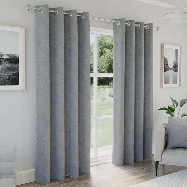 Enhanced Living Austin Grey Thermal Blackout Eyelet Curtains 117 x 183cm - Wilko - image 1