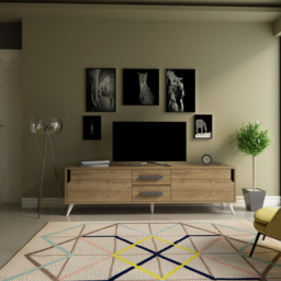 Decorotika Tex 2 Drawers 2 Door Walnut Wide TV Unit - Size: 45.7 x 160 x 35cm - Brown - Wilko - thumbnail 5