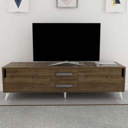 Decorotika Tex 2 Drawers 2 Door Walnut Wide TV Unit - Size: 45.7 x 160 x 35cm - Brown - Wilko - thumbnail 1