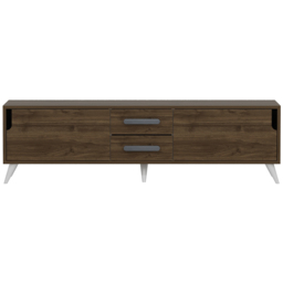 Decorotika Tex 2 Drawers 2 Door Walnut Wide TV Unit - Size: 45.7 x 160 x 35cm - Brown - Wilko - thumbnail 4