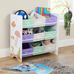 Home Source Anya 9 Fabric Drawer Multicolour Sealife Animal Kids Toy Organiser - Size: 60 x 62.3 x 29.5cm - White - Wilko - thumbnail 7