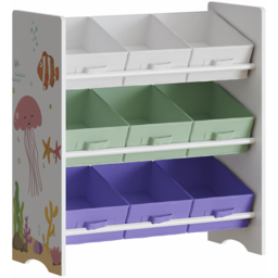 Home Source Anya 9 Fabric Drawer Multicolour Sealife Animal Kids Toy Organiser - Size: 60 x 62.3 x 29.5cm - White - Wilko - thumbnail 3