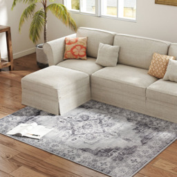 HOMCOM Grey Floral Flannel Non Slip Rug 170 x 120cm - Size: 11 x 29 x 33cm - Wilko - thumbnail 4