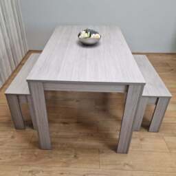 Portland 4 Seater Wooden Dining Bench Set Grey - Wilko