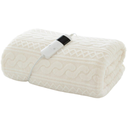 Deyongs Cream Cable Knit Sherpa Heated Throw with 10 Heat Settings 140 x 180cm - Wilko