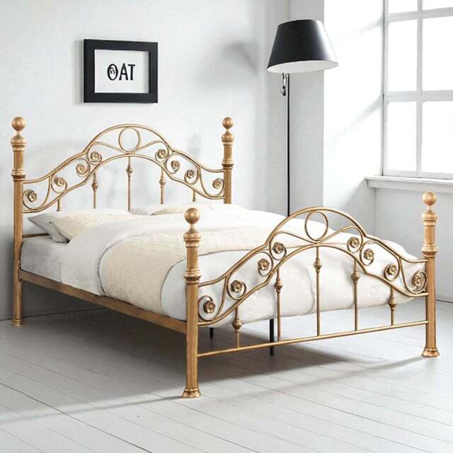 OAT Home Kensington King Size Antique Brass Effect Metal Bed - Wilko - image 1