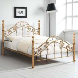 OAT Home Kensington King Size Antique Brass Effect Metal Bed - Wilko - thumbnail 1