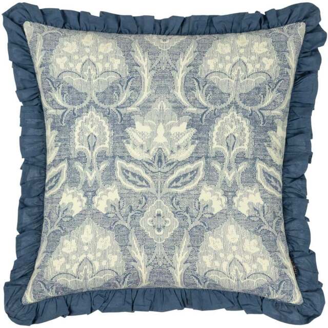 Paoletti Kirkton French Blue Floral Pleated Cushion - Size: 50 x 50 cm - Wilko - image 1